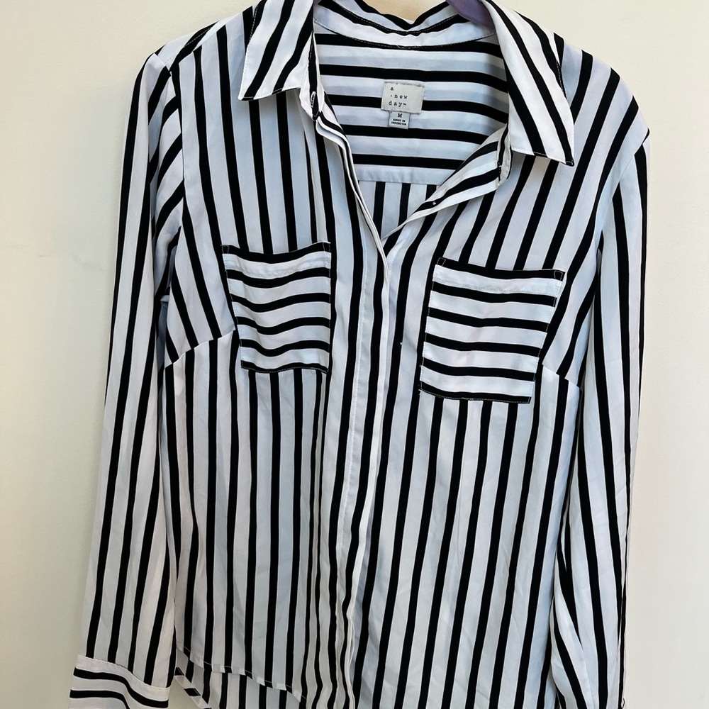a new day Monochrome Striped Shirt